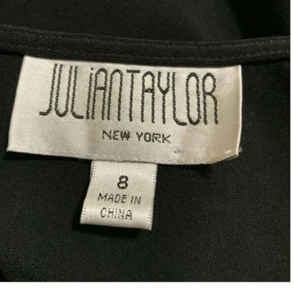 Julian Taylor New York Layered Shirt Women's Size 8 Short Sleeve V-Neck Black - Picture 7 of 8